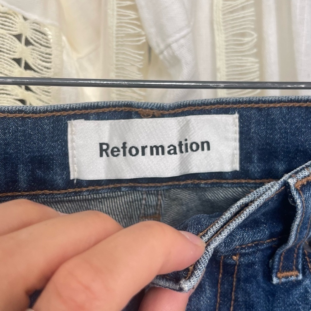 Reformation High Rise Baggy Relaxed Wide Leg Dark Denim Jeans 24/26, 0/2 - Picture 8 of 16